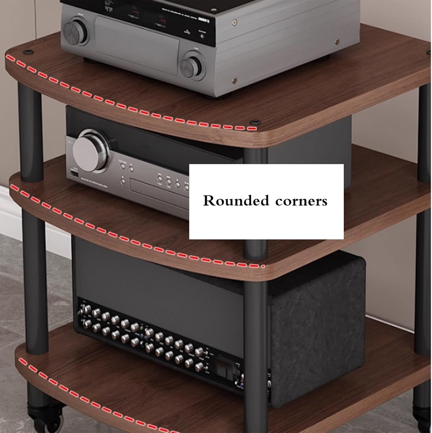 Studio HiFi Stand, AV Media Stand 2/3/4/5-Tier Media Console, Record Player Storage Shelves, Stereo Audio Equipment Rack Mount Shelf for Amplifier, CD(BrownA,60 * 54 * 66.5cm(3Tier))
