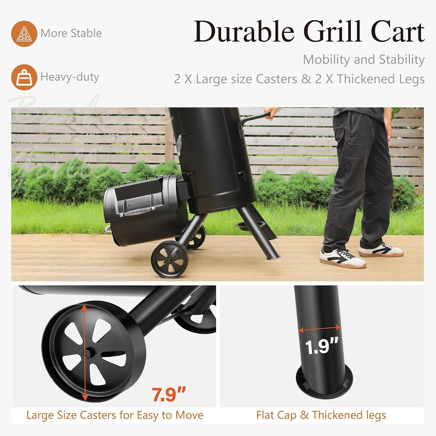 Sophia & William Heavy-Duty Vertical Offset Charcoal Smoker Extra Large Outdoor BBQ Gill with Offset Smoker, 961 SQ.IN. Cooking Area with Warming Tray,Push-out Ash Tray for Event Gathering, Black