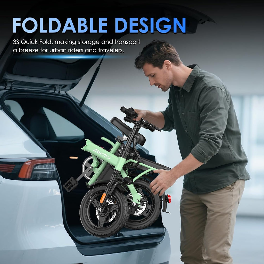 Foldable Electric Bike for Adults and Teens, 740W Peak Motor Ebike with 48V 10AH/20AH Removable Battery, 30-60 Miles PAS Range, 14' Folding Mini E-Bike, 20MPH Electric Bicycle for Daily Commuting