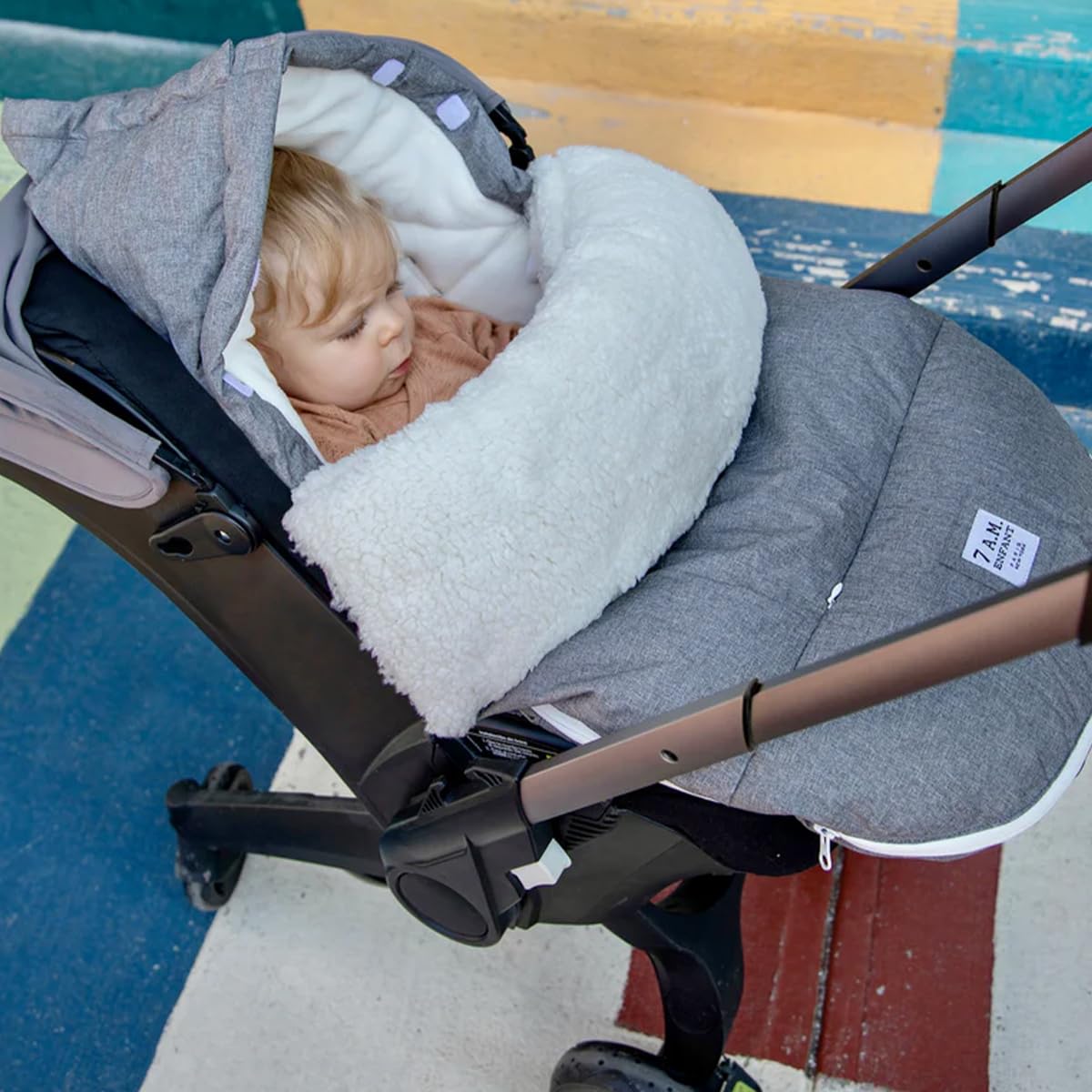 7 A.M. 7AM Enfant Universal Stroller Footmuff - Water Repellent Winter Bunting Bag for Strollers & Car Seats, Soft Micro-Fleece & Plush Lined Stroller Footmuff for Baby Boy & Girl | LambPOD