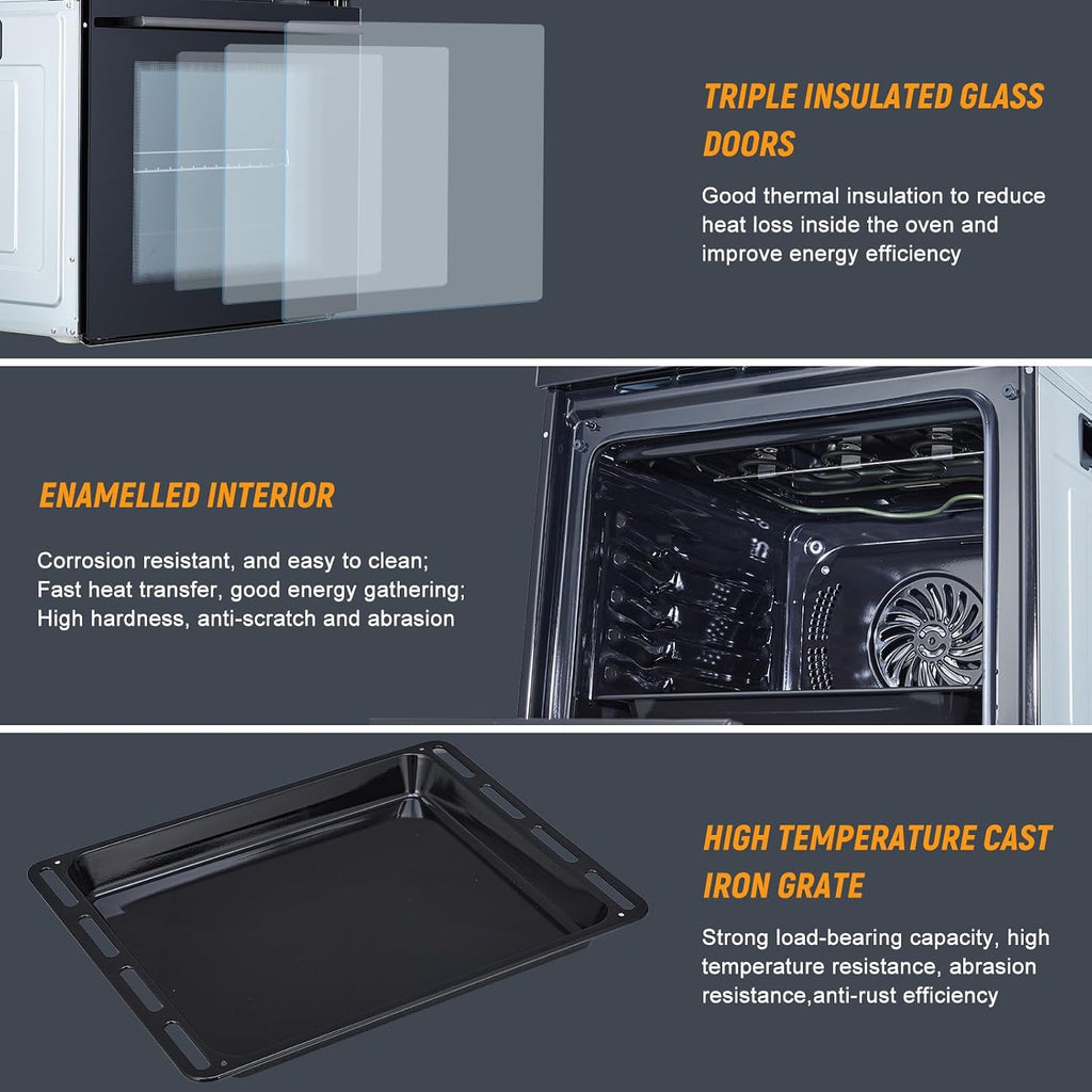 GarveeHome Single Wall Oven 24 in, Built-in Electric Ovens with Steam&Grill&Air Frying Mode, 3000W, 240V, 2.5Cu.ft Convection Built-in Oven, Stainless Steel, Colorful Touch Screen