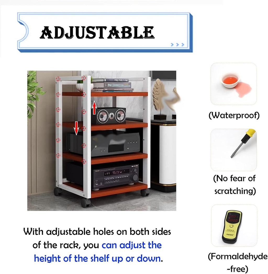 4 Tier Adjustable Audio Cabinet/Corner Bookcase, Home Theater Cabinet/Kitchen Storage Stand for DVD Player Book, Electronics Equipment Shelf (Size : Style B)