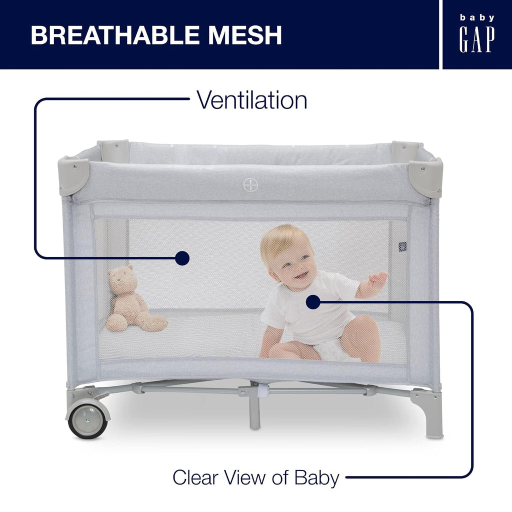 GAP babyGap Deluxe Play Yard, Grey Stripes