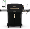 Ninja FlexFlame ProConnect Grill & Smoker | 5-in-1 Smart Cooking System | Electric & Propane | App-Connected | 3-Burner Digital Control | Roast, Griddle & Pizza Maker | Black/Gold | PG305