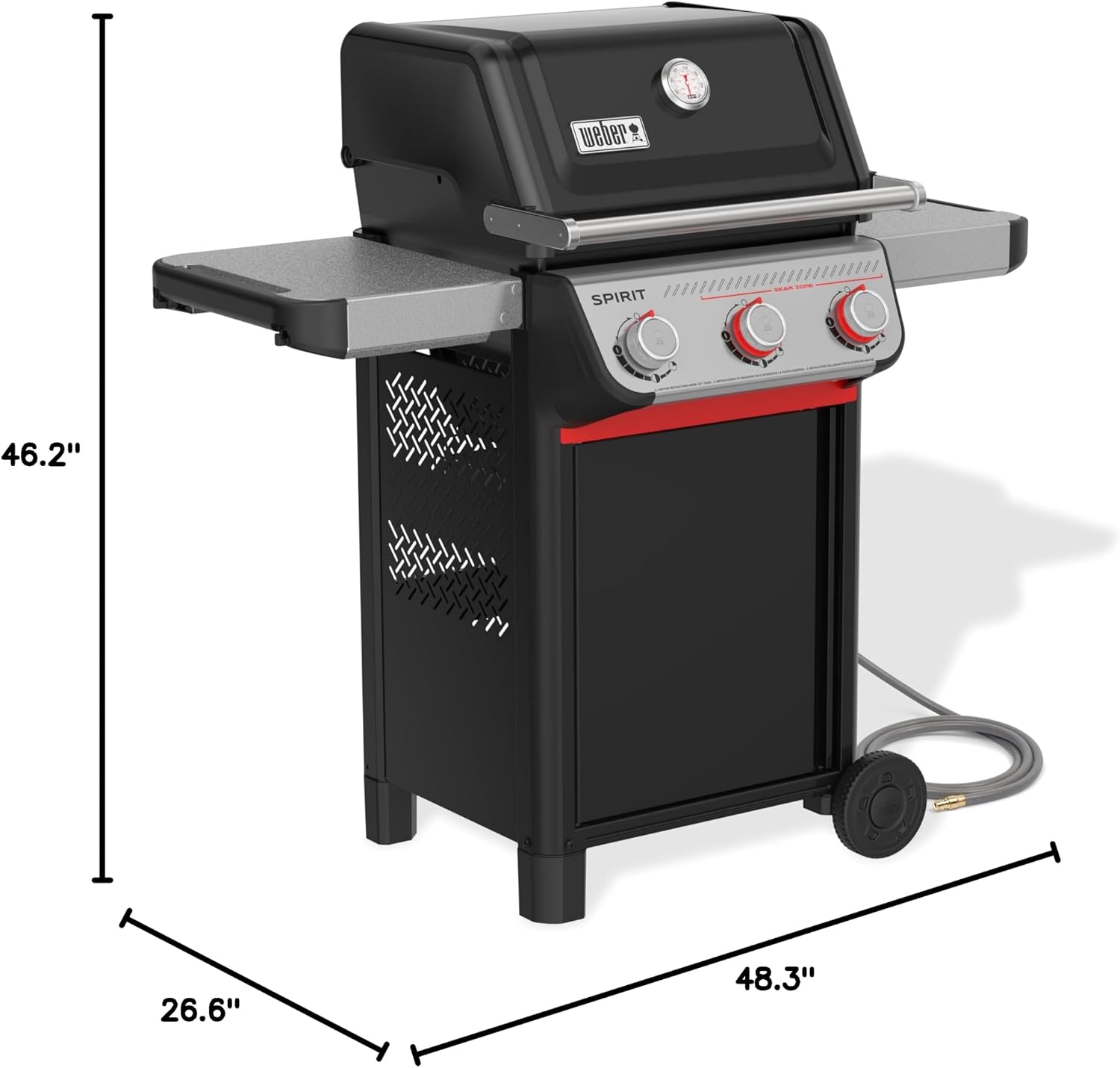Weber Spirit E-325 Natural Gas Grill for Outdoor Cooking and BBQ, 3 Boost Burners, Black – Porcelain-Enameled Cast-Iron Grates, Sear Zone