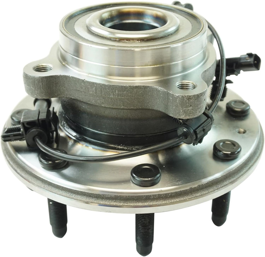 TRQ Front Left and Right Wheel Bearing and Hub Assembly 2 Piece Set for 4 Wheel Drive Single Rear Wheel Models ONLY Compatible with 2011-2019 Chevy Silverado/Sierra 2500HD/3500HD 4x4 SRW