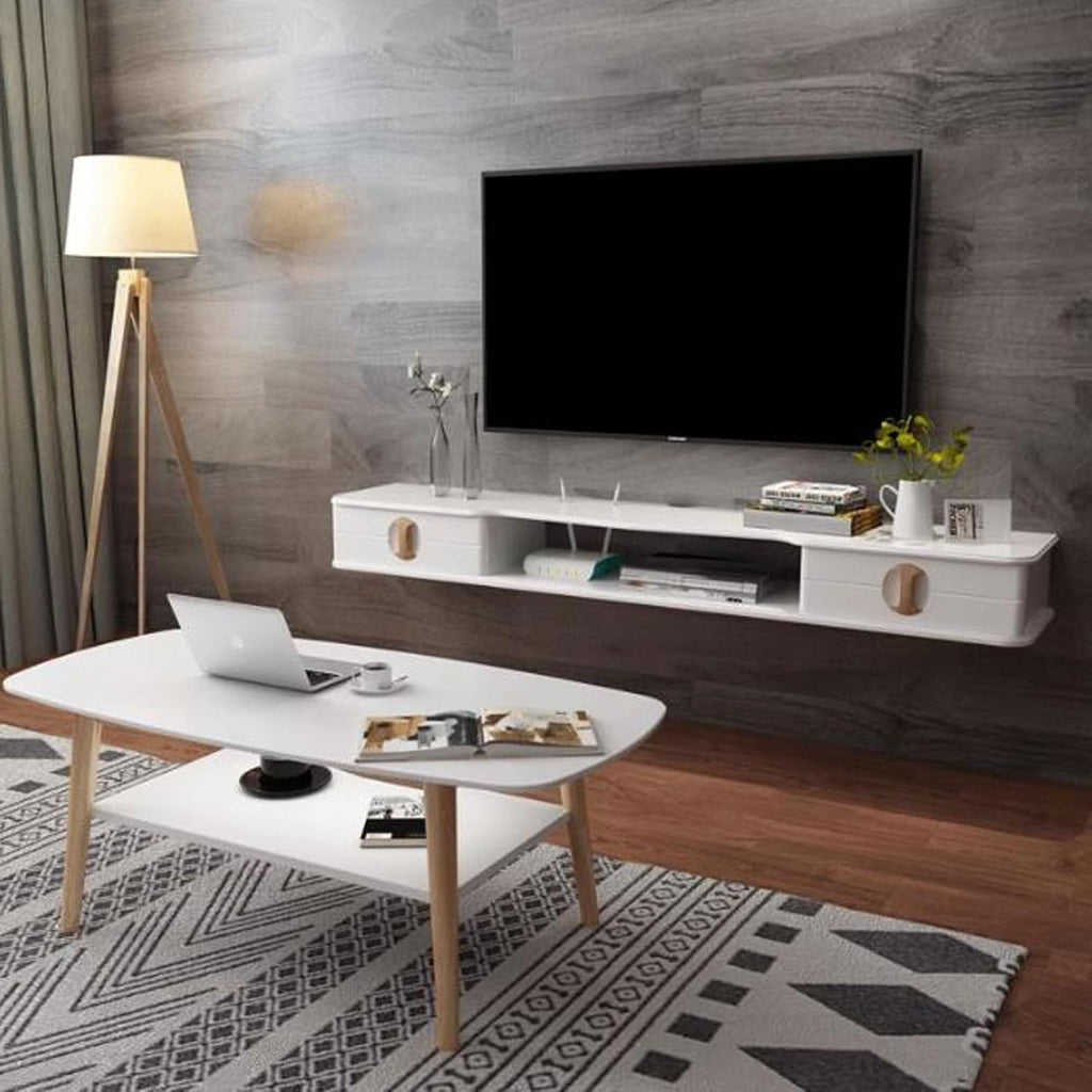 Wall Mounted Floating TV Cabinet - Modern Wall Shelf TV Stand for Media, Audio-Visual Equipment, DVD/CD Storage, Stylish TV Bracket & Console Unit for Home Decor
