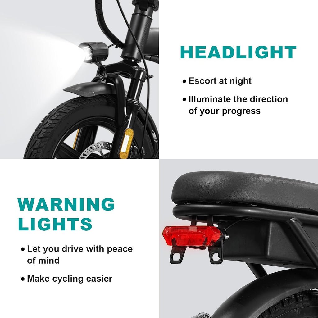 LELEKUAI Electric Bike for Adults and Teens, 520W-560W Motor, 20-24MPH, 32 Miles Range, 48V 10Ah Battery, 3-Level Pedal Assist, 14' Foldable Mini Electric Bicycle, UL 2849 Certified