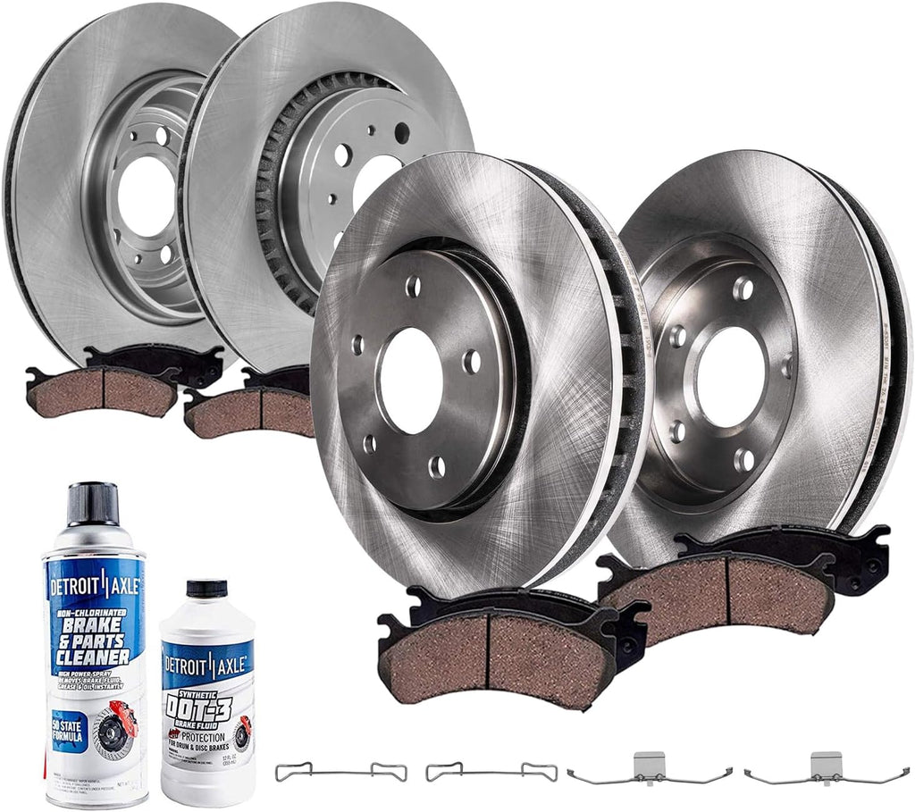 Detroit Axle - Brake Kit for 03-14 Volvo XC90 Brakes Rotors Ceramic Brake Pads 2003 2004 2005 2006 2007 2008 2009 2010 2011 2012 2013 2014 Replacement: 12.44'' inch Front and 12.13' inch Rear Rotors