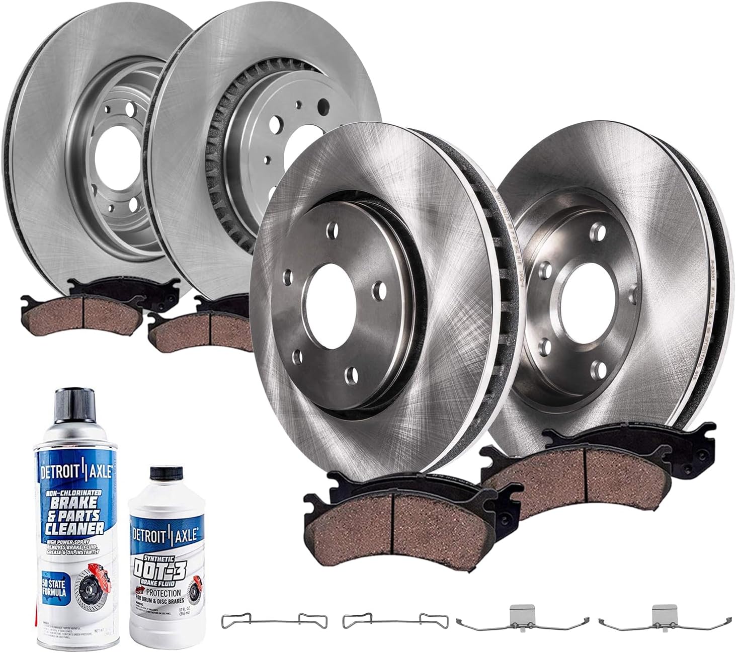 Detroit Axle - Brake Kit for 03-14 Volvo XC90 Brakes Rotors Ceramic Brake Pads 2003 2004 2005 2006 2007 2008 2009 2010 2011 2012 2013 2014 Replacement: 12.44'' inch Front and 12.13' inch Rear Rotors