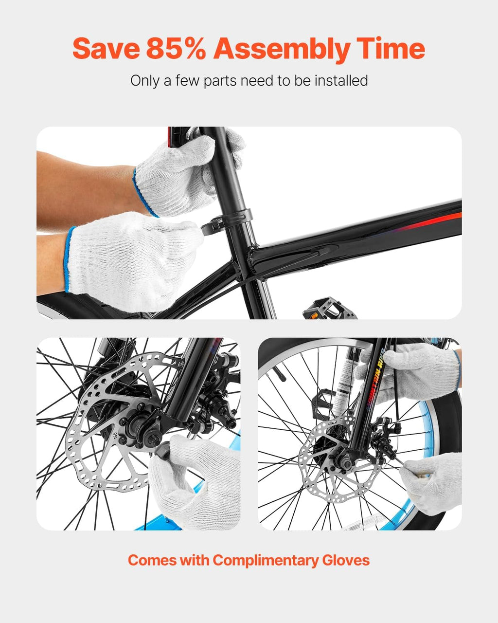 VEVOR Mountain Bike for Men/Women, 20'/26'/29' Sizes, 7/21/24 Speed Twist Shifting, Front or Dual Suspension, Dual Disc Brakes, Comfort Saddle, Sleek Colors