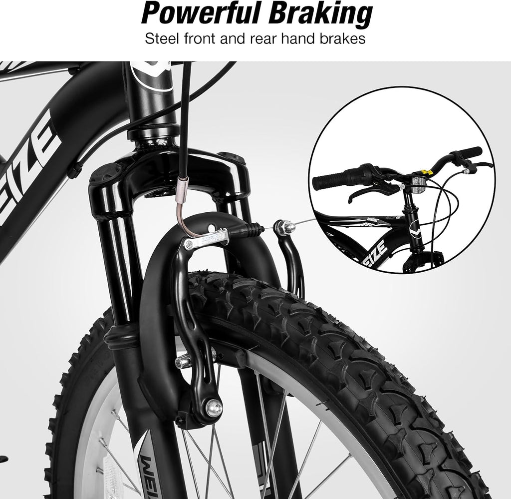 WEIZE Kids Mountain Bike, Kids' Bicycles for 6-14 Years Old Boys Girls with Dual Full Suspension, 6 Speeds Drivetrain, High-Carbon Steel Frame, Ideal for Young Riders and Adventurers