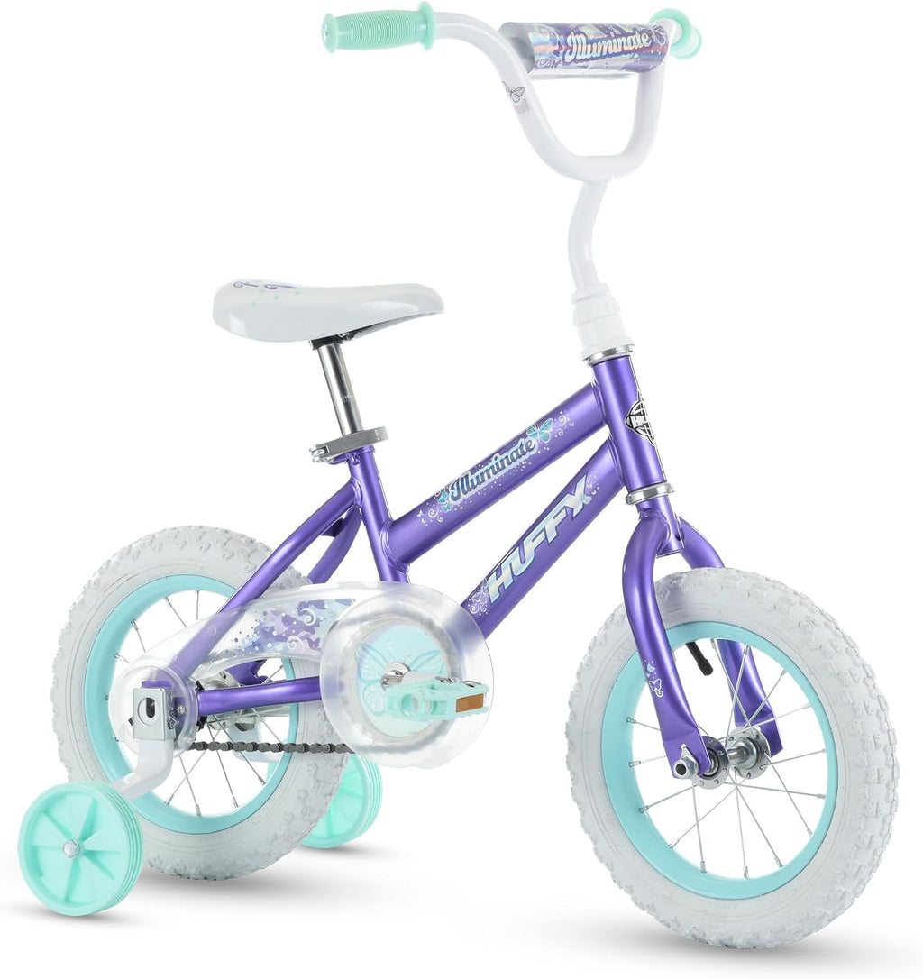 Huffy Illuminate Bike for Girls, 12/16/20 Inch Size Options, Ages 3+ Years Old, Removable Training Wheels (12' and 16' Only), Multiple Color Options, Easy Assembly, Adjustable Seat, Durable
