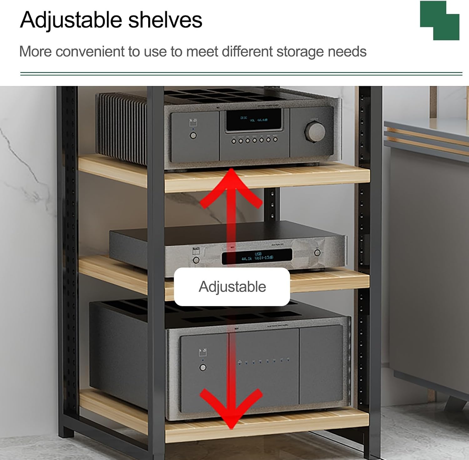 Equipment Console Shelf AV Media Stand Audio Rack Shelf with Adjustable Shelves, for Entertainment Stereo Racks Component Storage and Collection Display(Red,40cm/15.7in)