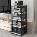 AV Component Media Stand - 5-Tier Media Storage Cabinet with Adjustable Shelves, Movable Audio Rack, Stereo Cabinet, Steel Frame, 200kg Capacity (Black & White, 50x40x109cm)