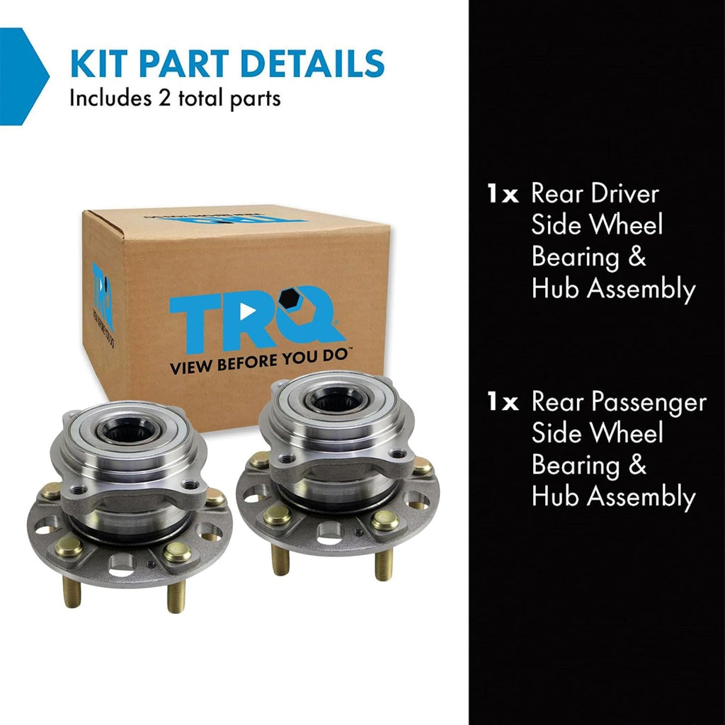 TRQ 2 Piece Rear Wheel Bearing & Hub Assembly Set AWD Compatible with 2016-2021 Hyundai Tucson Kia Sportage