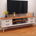 Double Layer TV Storage Cabinet with 4 Drawers，Audio Visual Entertainment Equipment Control Center for 30-65' TV, Wooden Storage Low Cabinet Suitable, for Home and Office (Color : Brown, Si