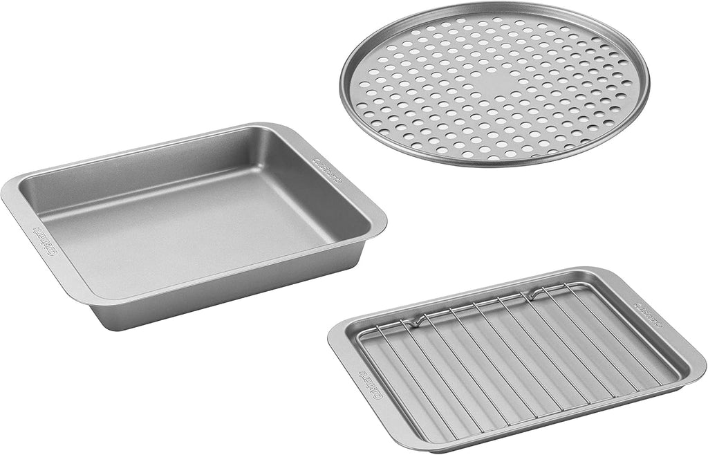 Cuisinart Air Fryer + Convection Toaster Oven, 8-1 Oven with Bake, Grill, Broil & Warm Options, Stainless Steel, TOA-70 & AMB-TOB4 Toaster Oven Baking Pan 4-Pc Set