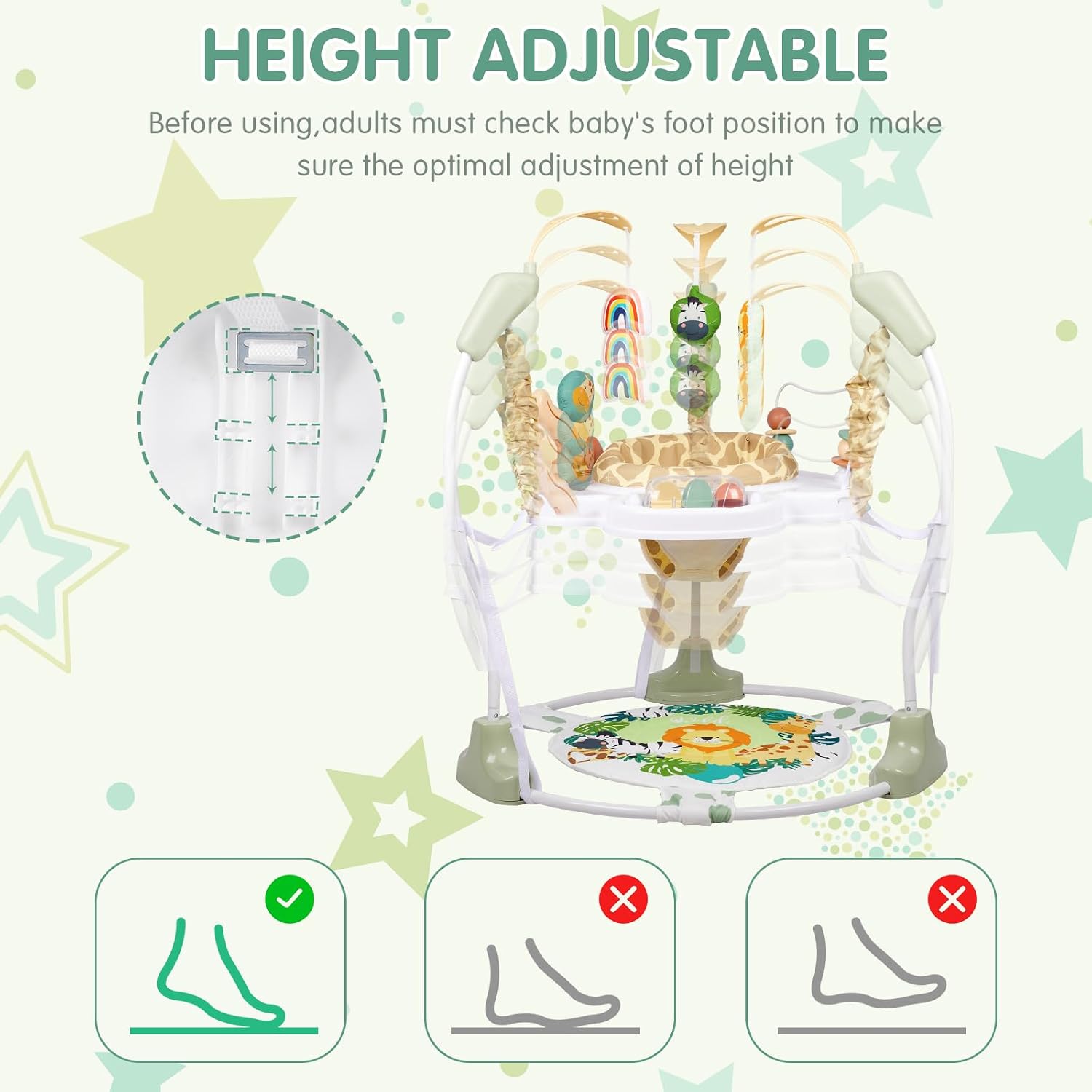 Baby Activity Center, 3-in-1 Baby Jumper, Infant Activity Center with 360° Rotating Seat, Music, Lights, 3 Adjustable Heights, Infant Activity Jumper for 6+ Months JP2403