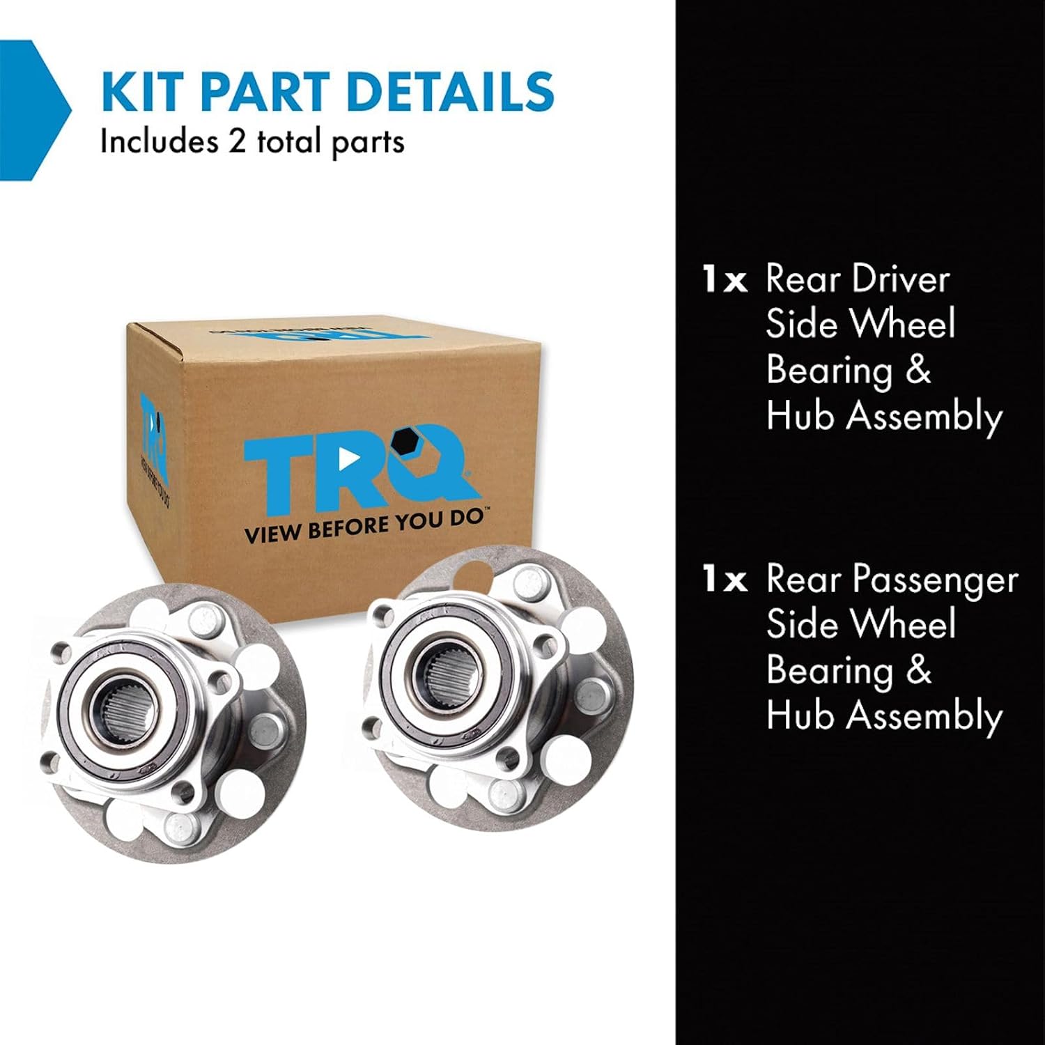 TRQ Rear Left and Right Wheel Bearing and Hub Assembly Set 2 Piece Compatible with 19-23 Toyota RAV4 All Wheel Drive 20-23 Camry All Wheel Drive 21-23 Venza 22-23 Corolla Cross All Wheel Drive