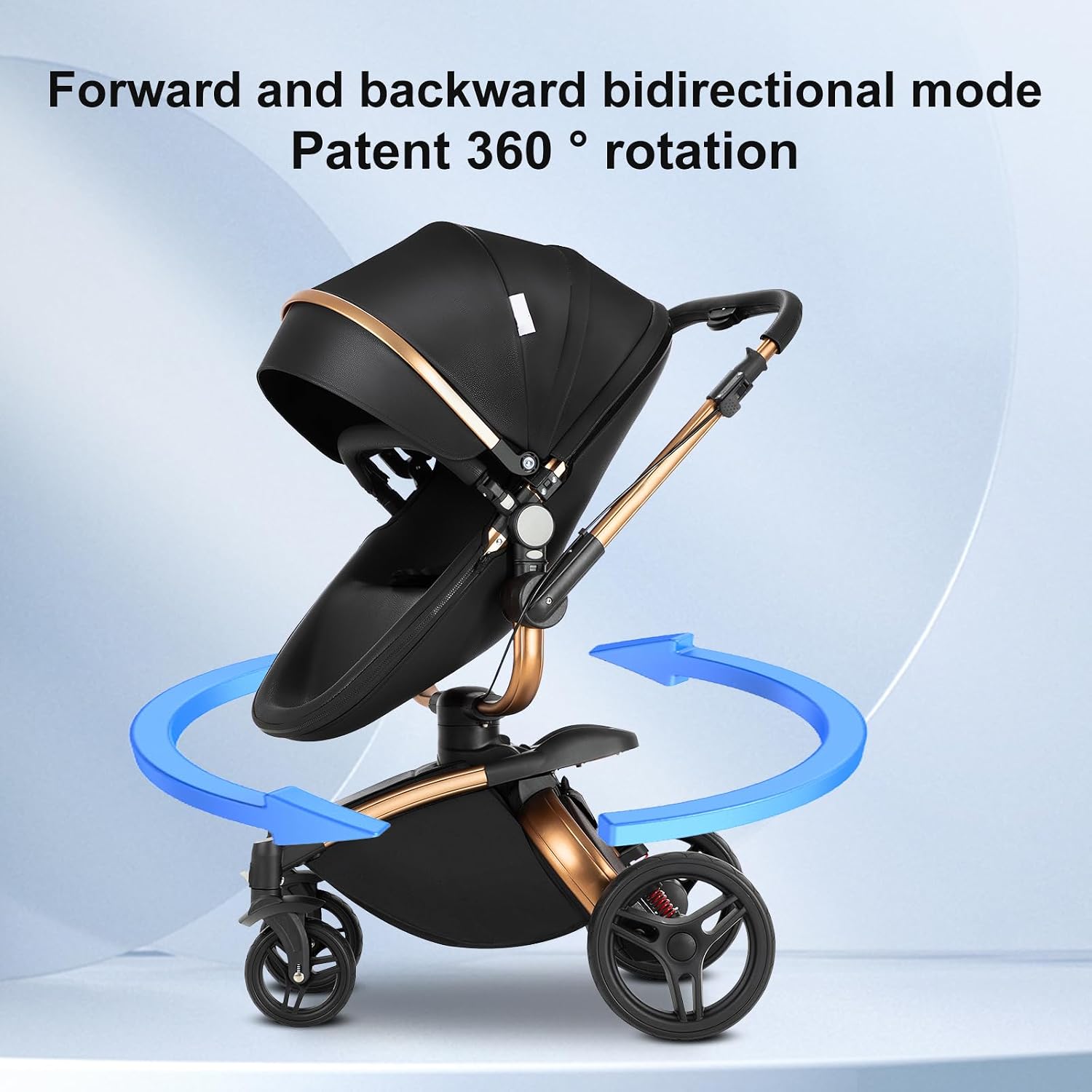 Convertible Baby Stroller with Bassinet, 360° Rotation, Triple Shock Absorption, Foldable, Safe & Comfortable, Aesthetic Pushchair for Newborn Infant Toddler Aged 0-36 Months (Black)