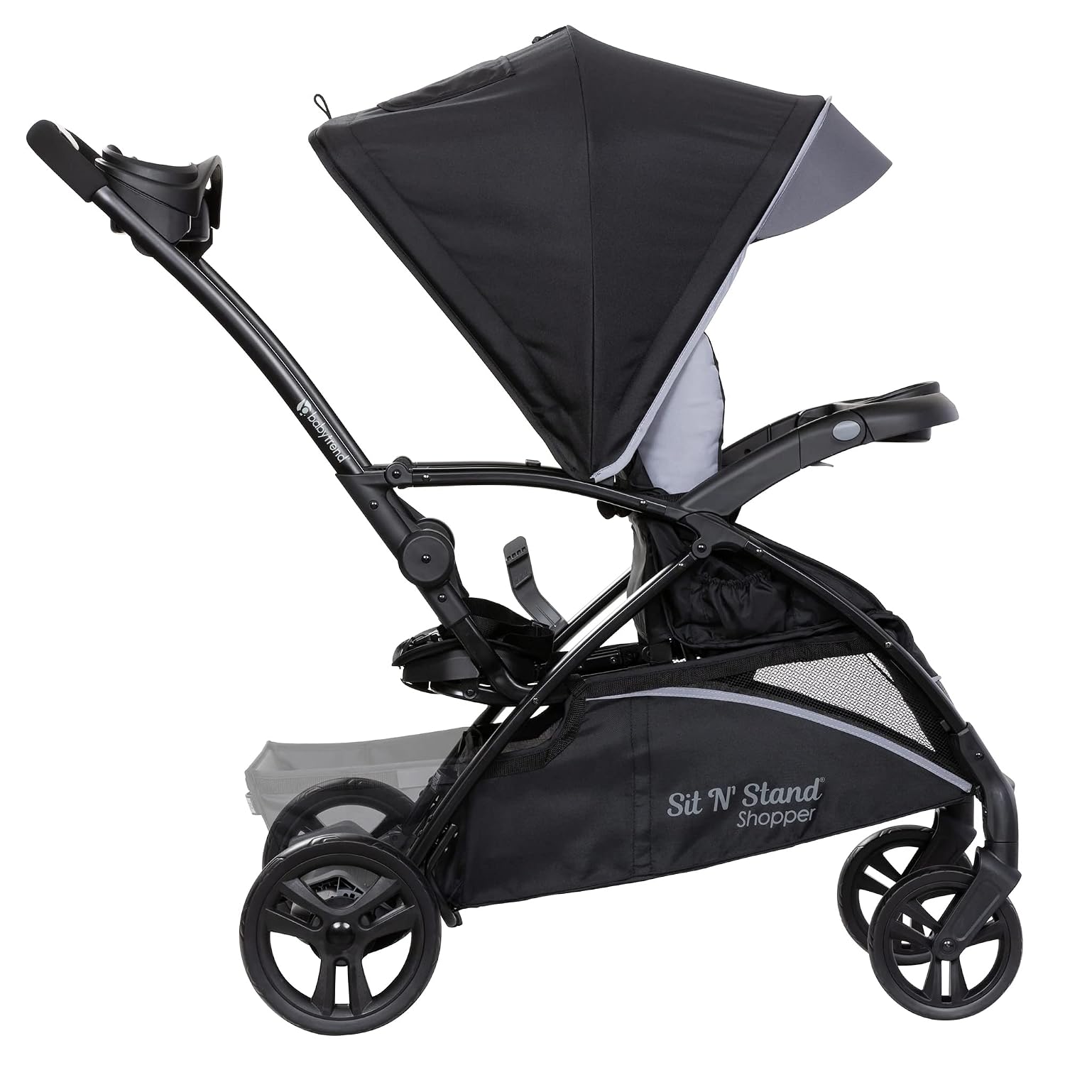 Baby Trend Sit N' Stand 5 in 1 Shopper Stroller with Canopy and Storage Basket, EZ Lift Plus Lightweight Infant Car Seat for Babies, Stormy