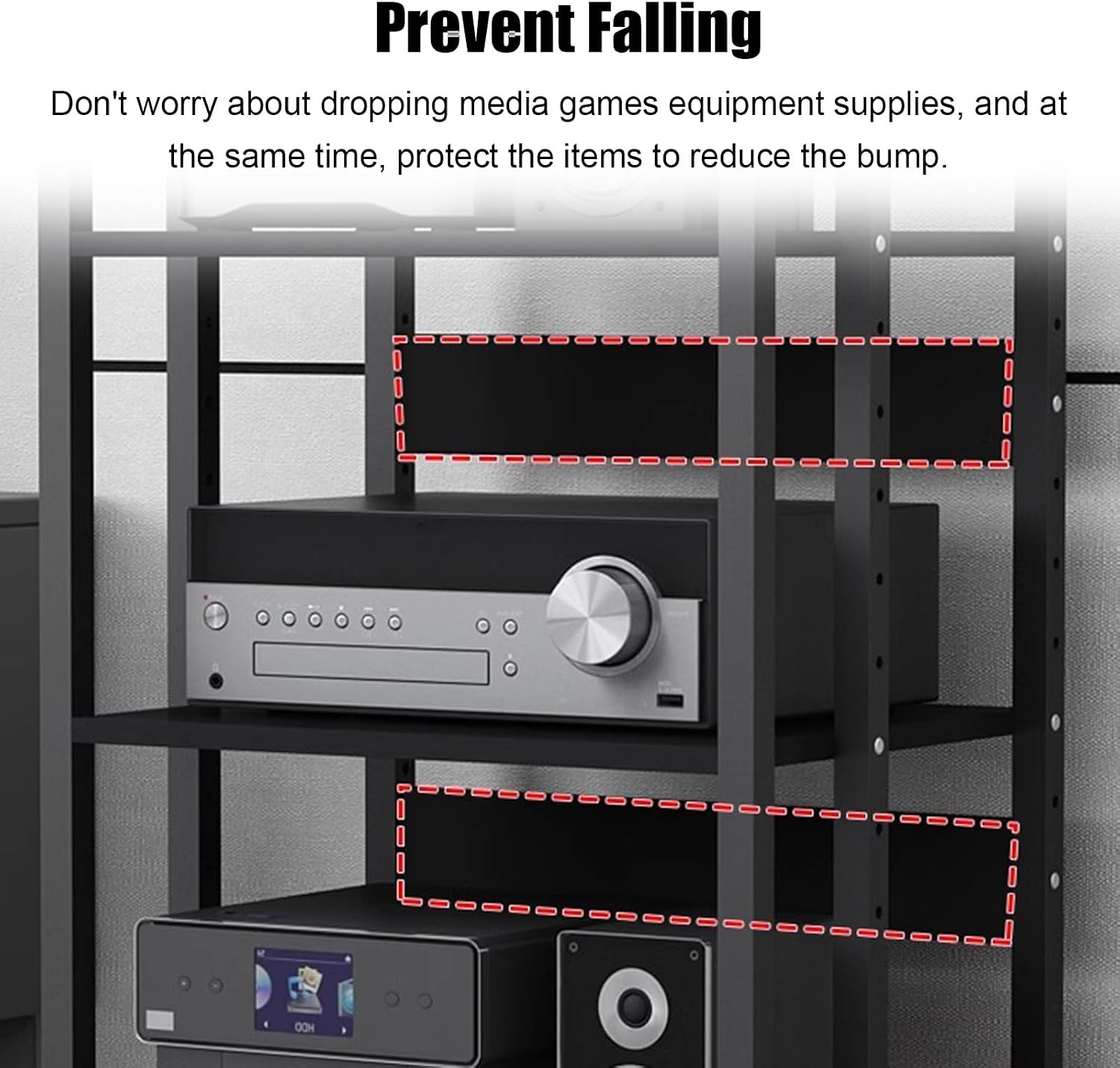 WDJBPSH Mobile Audio Media Rack on Wheels, Portable Video Entertainment Equipment Storage Holder with Height-Adjustable Shelf, Office Bedroom Living Room Organizer(Size:2 Tier/H 48.5cm - no Drawer)