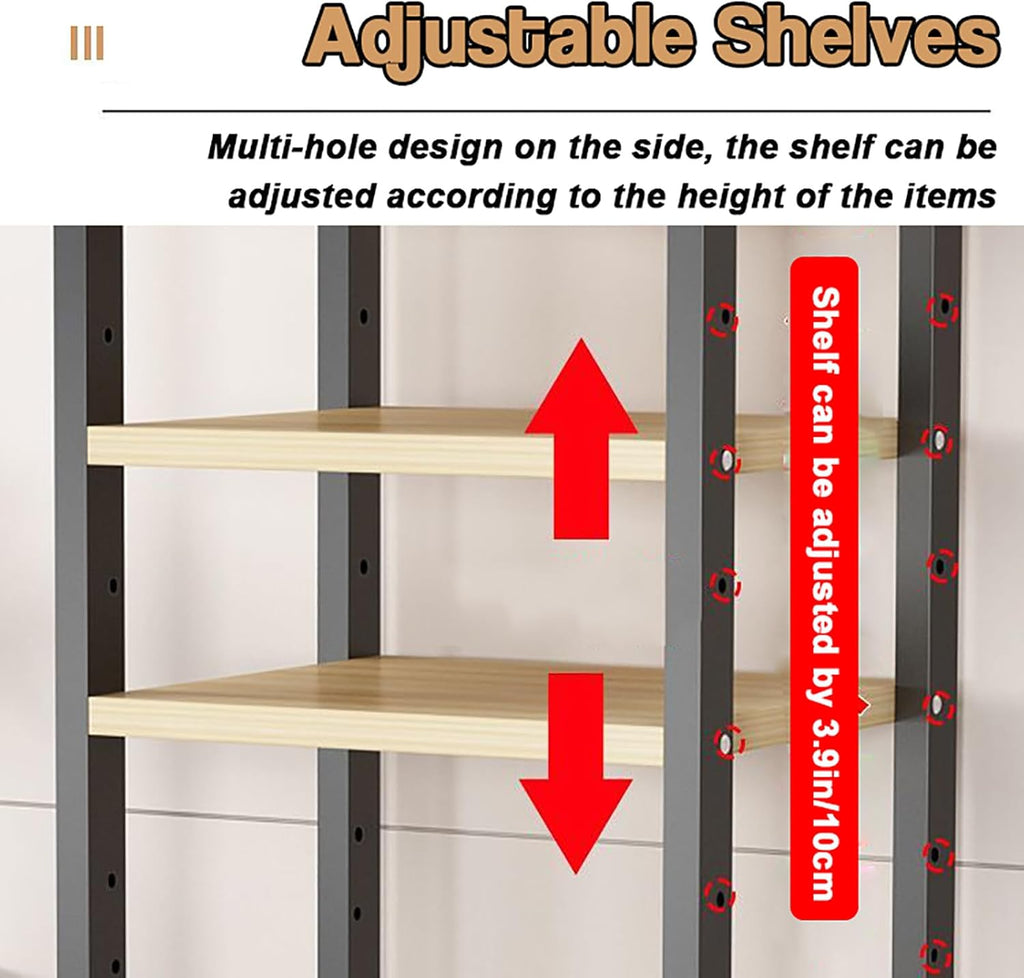5 Tier Media Stand for Record Player, DVD, CD - Adjustable Audio Rack Tower Holder, Movable Console Shelf for Home Office & Theater, Black, 23.6' Width