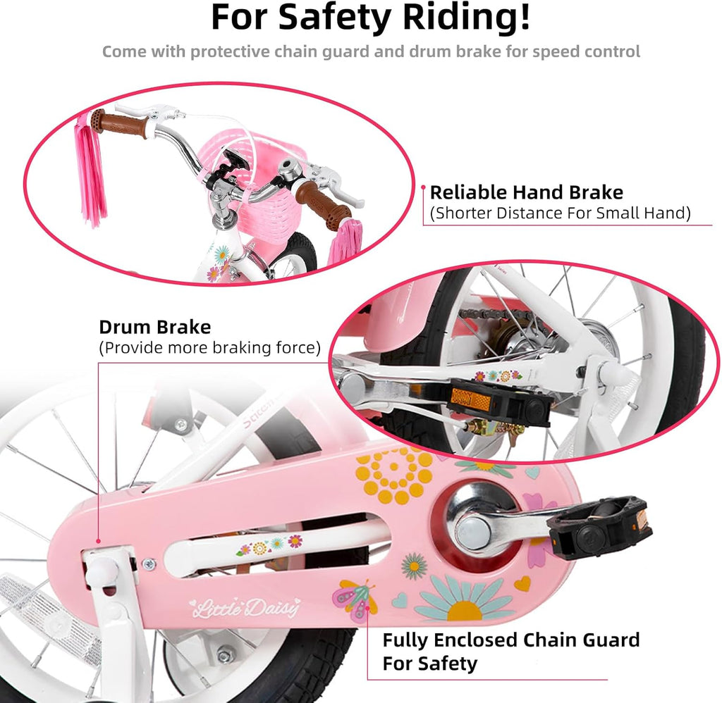 JOYSTAR Little Daisy Kids Bike for Girls Boys Ages 2-7 Years, 12 14 16 Inch Girls Bikes with Doll Bike Seat & Streamers, Boys Bike with Flag & Number Plate, Multiple Colors
