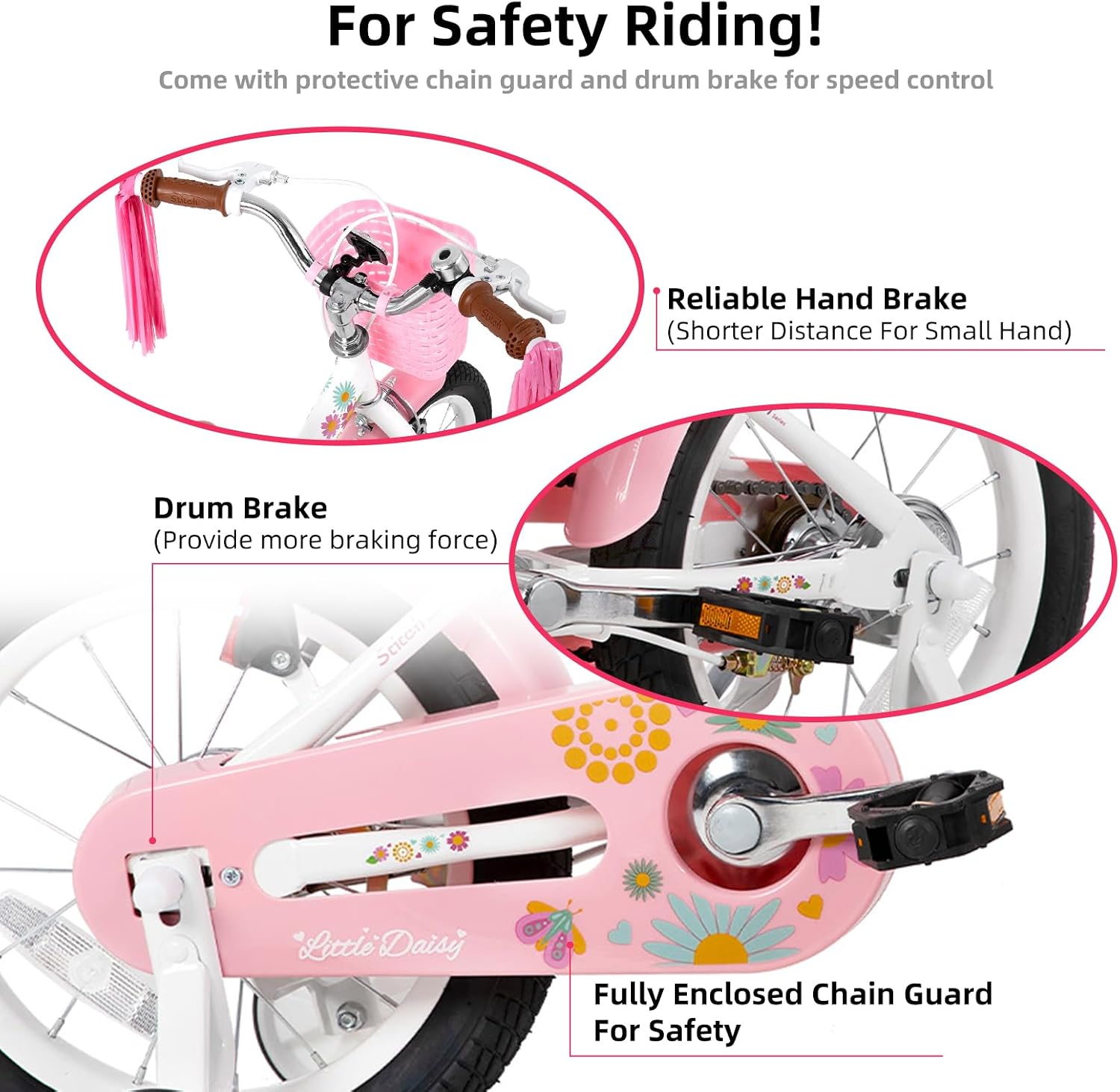 JOYSTAR Little Daisy Kids Bike for Girls Boys Ages 2-7 Years, 12 14 16 Inch Girls Bikes with Doll Bike Seat & Streamers, Boys Bike with Flag & Number Plate, Multiple Colors