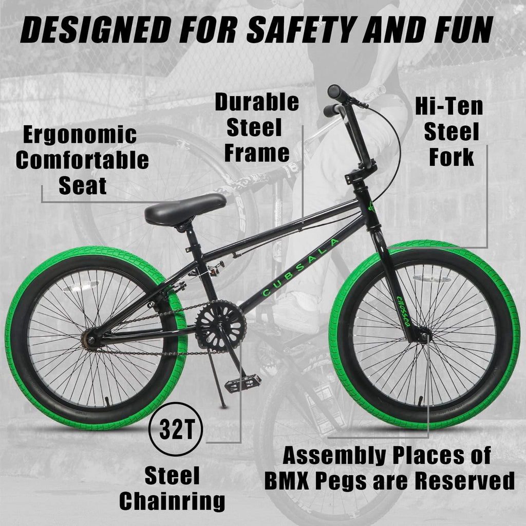 cubsala Freestyle BMX Bike, 18 20 Inch Kids Bicycle for 5-13 Years Old Kids and Beginner Level Rider, Multiple Colors