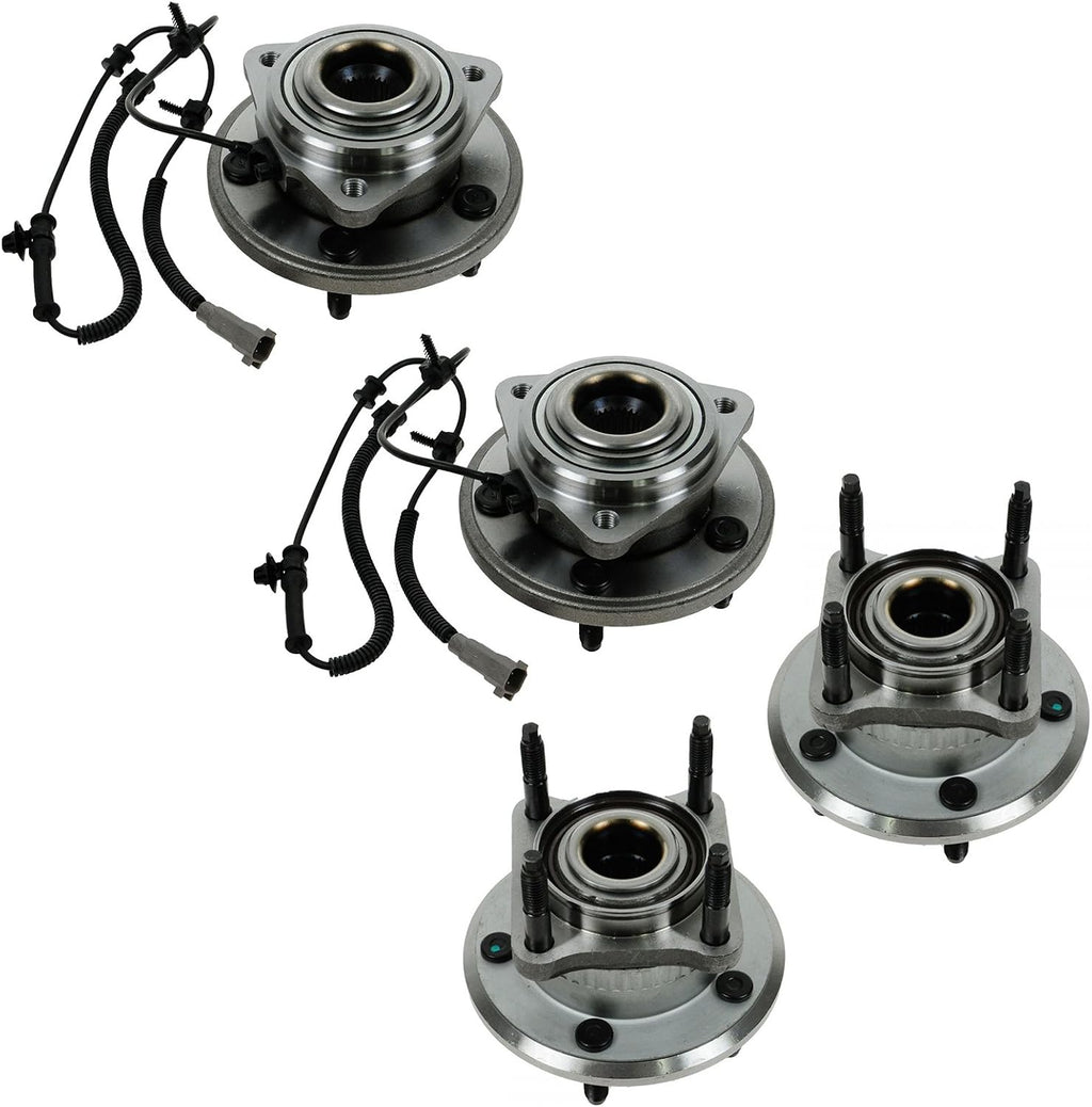 TRQ Front and Rear Wheel Bearing and Hub Assembly Set 4 Piece Compatible with 2005-2010 Jeep Grand Cherokee 2006-2010 Commander