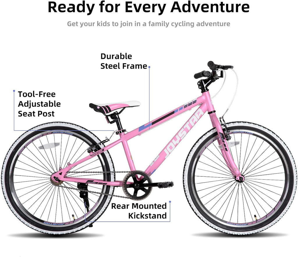 JOYSTAR Lubbock 20 24 Inch Kids Bike for Boys & Girls Ages 7-12 Years Hardtail Mountain Bike for Kids with 1-Speed/7-Speed Drivetrain, White Wall Knobby Tires, Kids' Bicycle