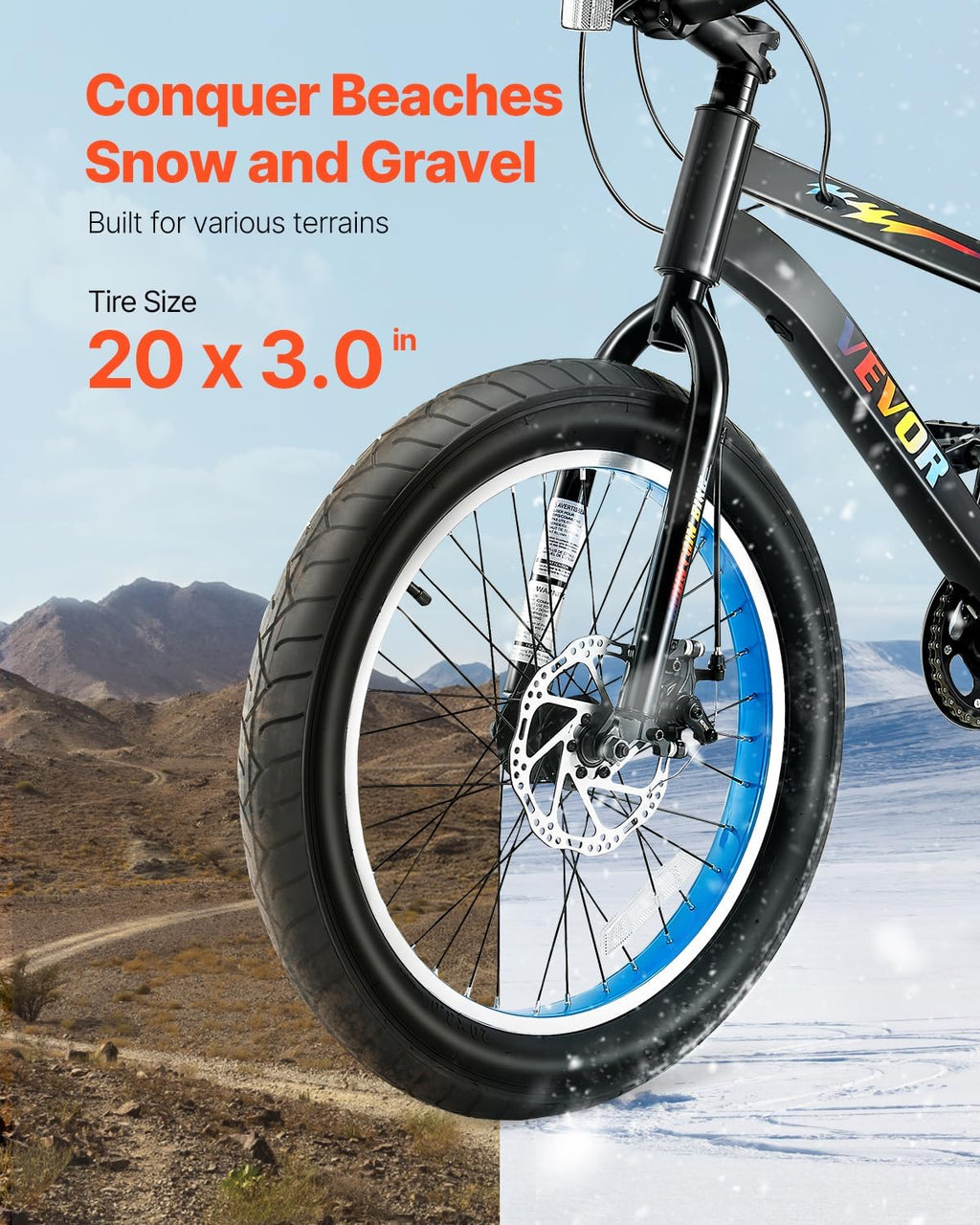 VEVOR Mountain Bike for Men/Women, 20'/26'/29' Sizes, 7/21/24 Speed Twist Shifting, Front or Dual Suspension, Dual Disc Brakes, Comfort Saddle, Sleek Colors