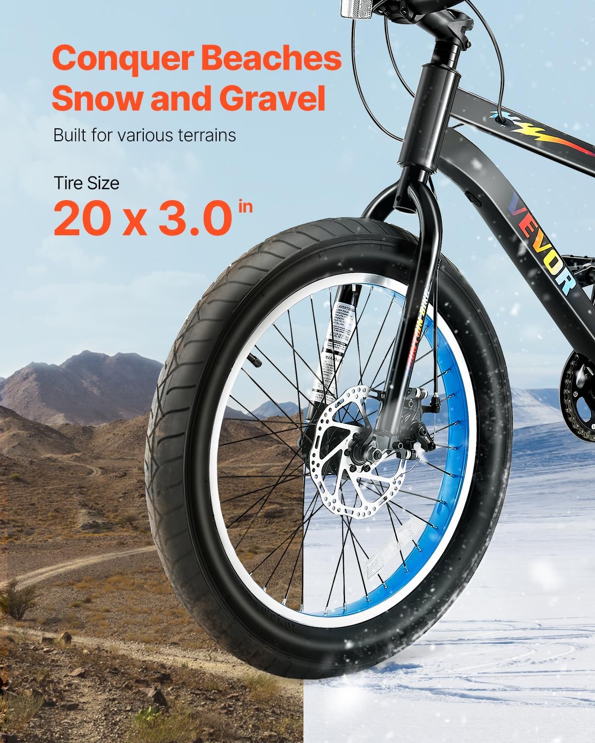 VEVOR Mountain Bike for Men/Women, 20'/26'/29' Sizes, 7/21/24 Speed Twist Shifting, Front or Dual Suspension, Dual Disc Brakes, Comfort Saddle, Sleek Colors