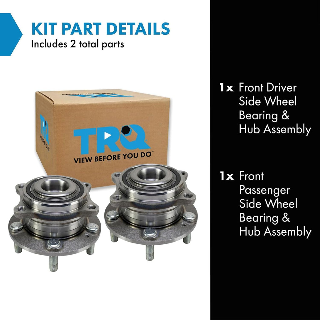 TRQ Front Left and Right Wheel Bearing and Hub Assembly Set 2 Piece Compatible with 15-19 Hyundai Sonata 18-21 Tucson 21-22 Veloster N Manual Transmission 2016 Kia Optima LX EX LX 1.6T 17-21 Sportage