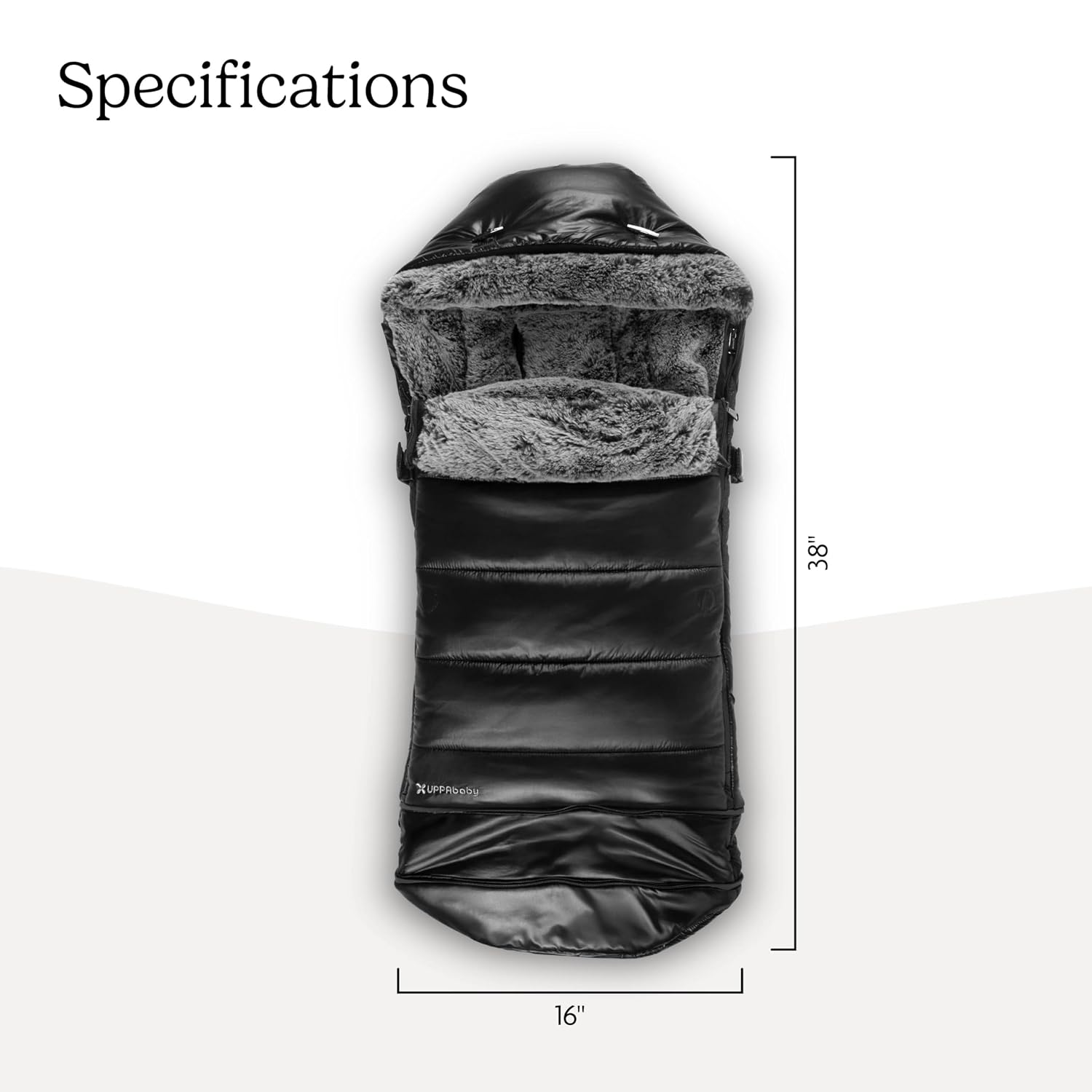 UPPAbaby CozyGanoosh Luxe 2-in-1 Footmuff - Fits Strollers + RumbleSeat – Ultra-Plush with Zip-Out Liner, All-Season Weatherproof Cover - Lyla (Onyx Nylon)