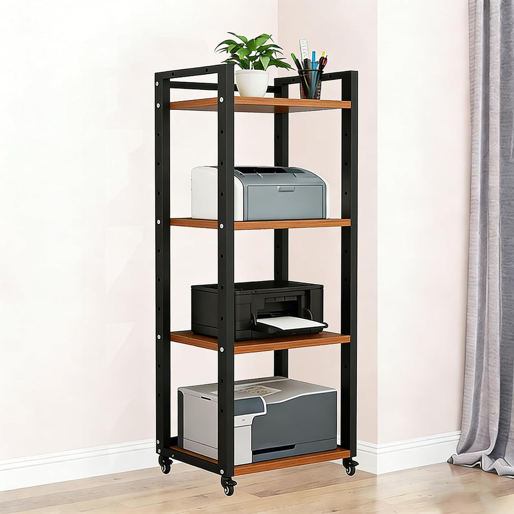 Stereo Stands and Racks with Wheels - Modern Stereo Cabinet with Adjustable Shelves for Audio-Video Shelving Unit Storage Equipment - Media Stand Shelf for Living Roo B 4-Tier(B): L19.7×W15.7×H55.1in