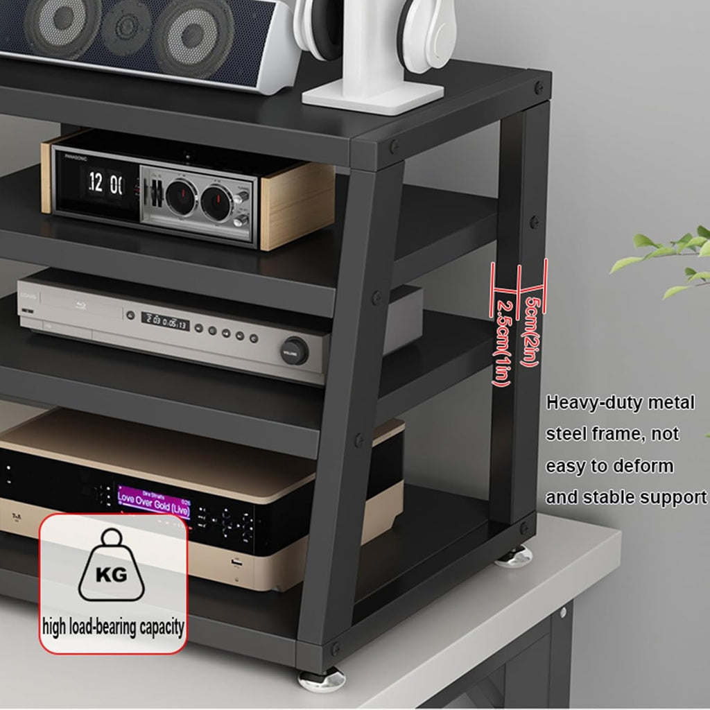 2/3/4-Tier AV Media Stand Desktop or Floor-Standing Audio Rack CD Player Stand Home Corner Stereo Equipments Components Cabinet Multi-Function Open Storage Shelf with Wooden Shelves(A-3 Tier,50cm(19.7