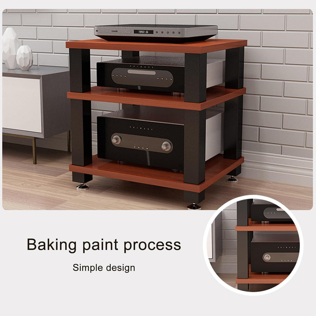 4-Tier Media Cabinet, Teak Audio Video Stand, Corner TV Stand with Ample Storage for Small Spaces, Stylish Stereo Furniture, Perfect for Living Room & Bedroom, 23.6'x18.8'x22.8'
