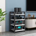 Open 4-Tier Media Stand Audio Video Component Cabinet DVD CD Player Stand Stereo Power Amplifier Equipment Storage Rack with Height Adjustable Wooden Shelf for Home/Office/Theater (Color : D)