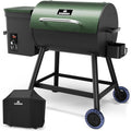 DAMNISS Electric Wood Pellet Smoker Grill 8 In 1 BBQ Grills for Outdoor Grill with Auto Feed & PID Temperature Control (180-450°F) and Rain Cover 456 Sq.In Cook Area for Backyard New House Gifts