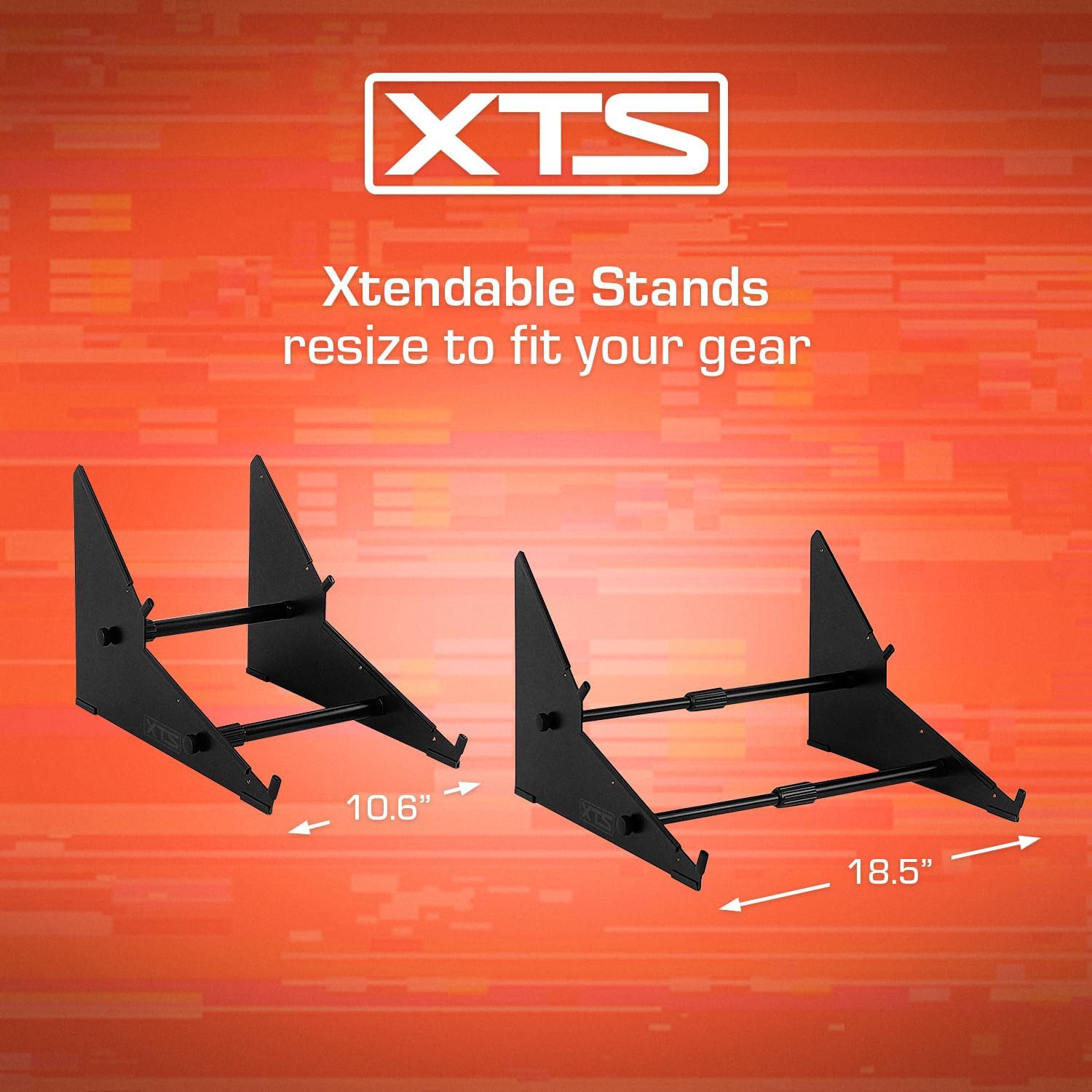 2-Tier XTS Desktop Stand, Adjustable Length from 10.6' - 18.5' for Sampler/Synth/MIDI Controller/Drum Machine, fits MPC Live 3 & Live 2/TR-8S/Analog Rytm/Octatrack, easy to assemble and resize