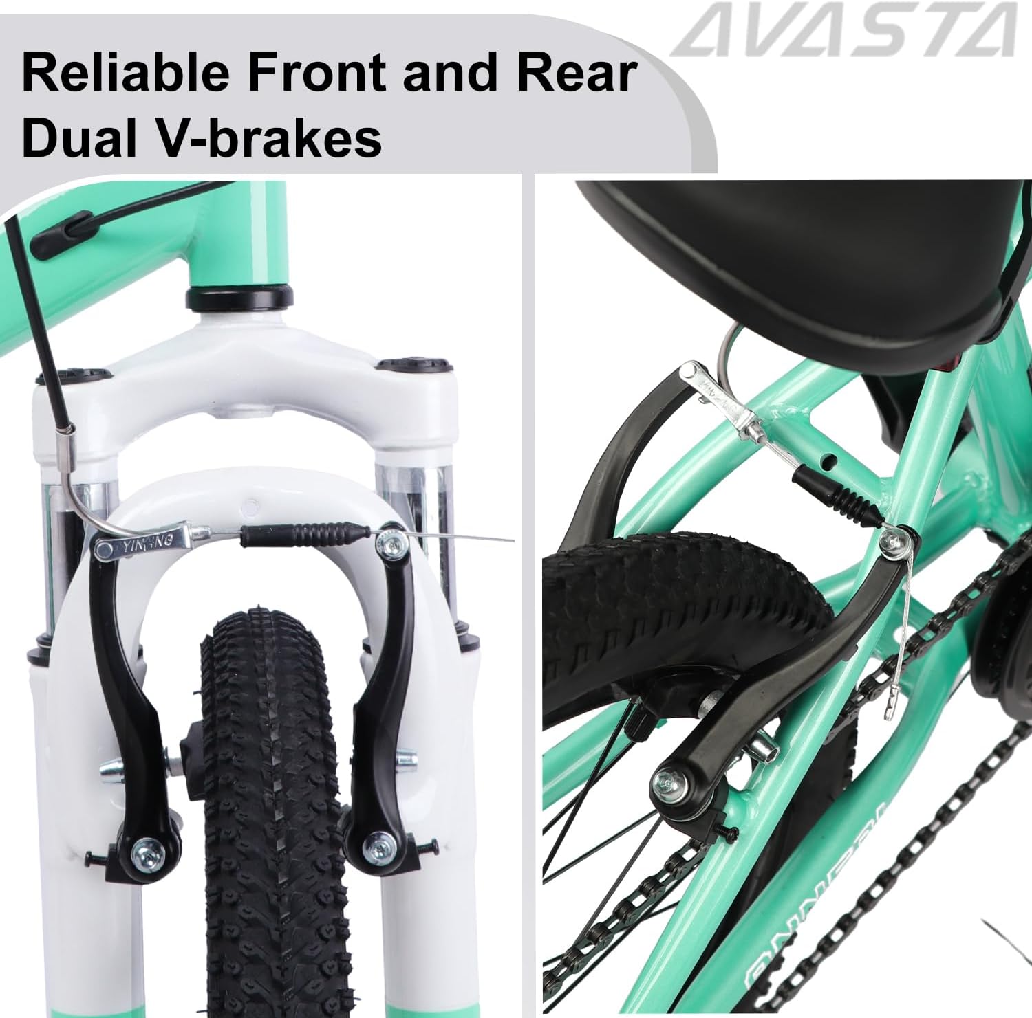 AVASTA Govet 20'' Kids Mountain Bike for 6-12 Years Old Boys Girls with Suspension Fork, 6 Speeds Drivetrain, Multiple Colors