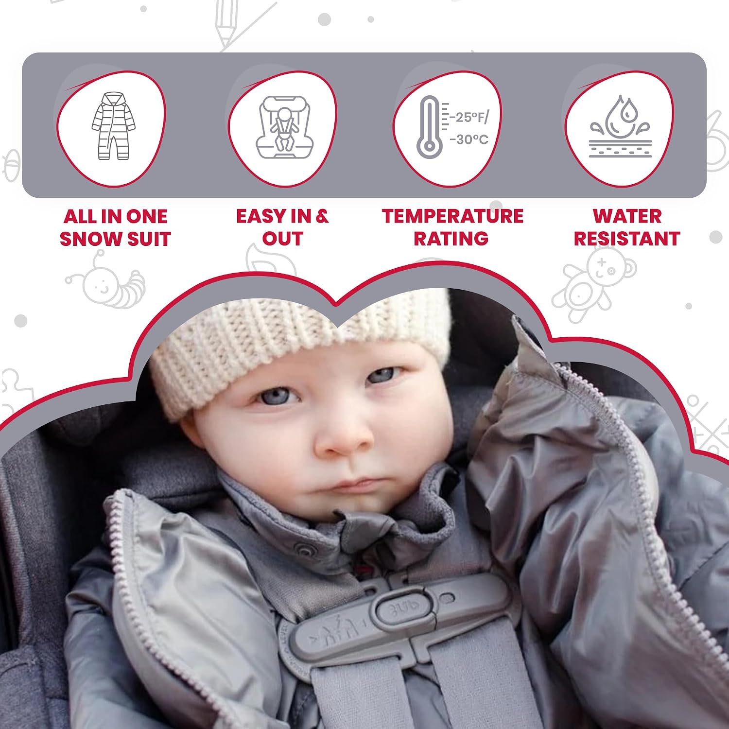 ONE KID The Road Coat Premium Snow Suit | Car Seat Safe Winter Jacket for Infants & Toddlers | Crash Tested, Easy In & Out