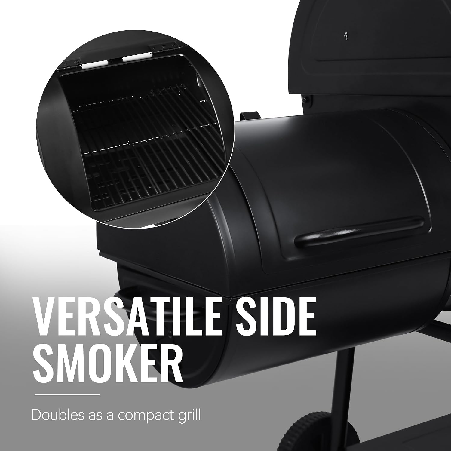Royal Gourmet CC2036F Barrel Charcoal Grill with Offset Smoker, Outdoor BBQ Grill with 1200 Sq. In. Grilling Area for Large Event Gathering, Black