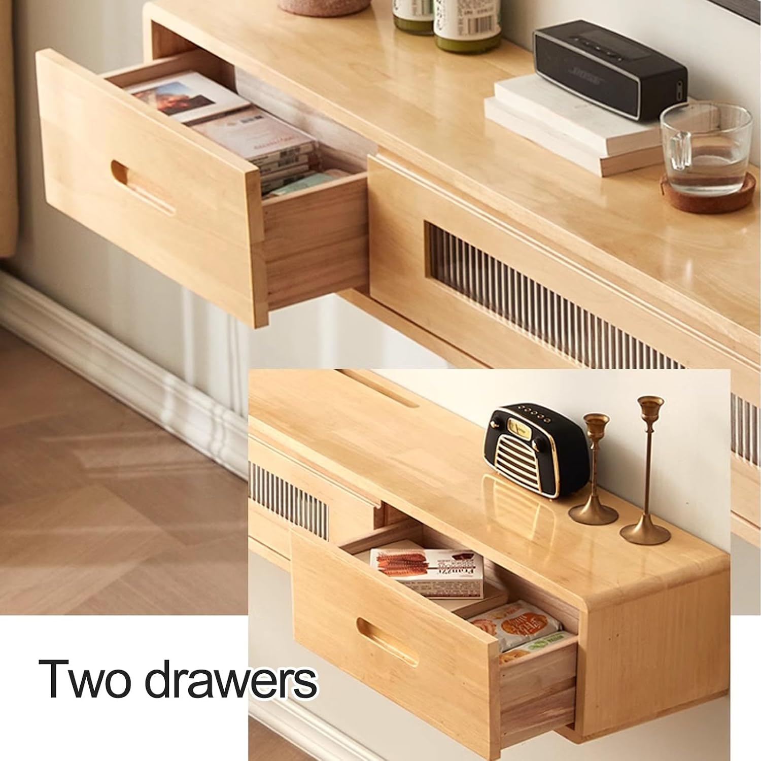 Wall Mounted TV Cabinet for 42-70' TVs, Floating TV Shelf Item Display Stand with 3 Drawers, Audio Entertainment Equipment Storage Cabinet for Living Room (Color : Black+White, Size : 160cm