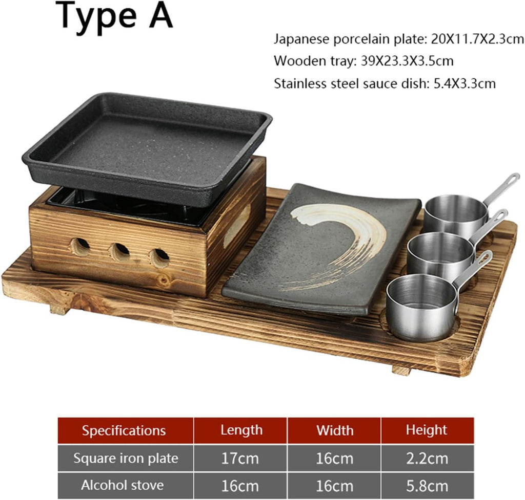 Portable BBQ Grill Korean Japanese Tabletop Barbecue Grill Charcoal BBQ Oven Alcohol Stove for Indoor Dining Table, Camping,A