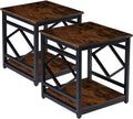 HODGSON Industrial End Table Side Table with Storage 18' *18', Square Wood End Table Stand for Mini Fridge Living Room Bedroom Room Corner Dorm Night Stand with Storage Metal Frames