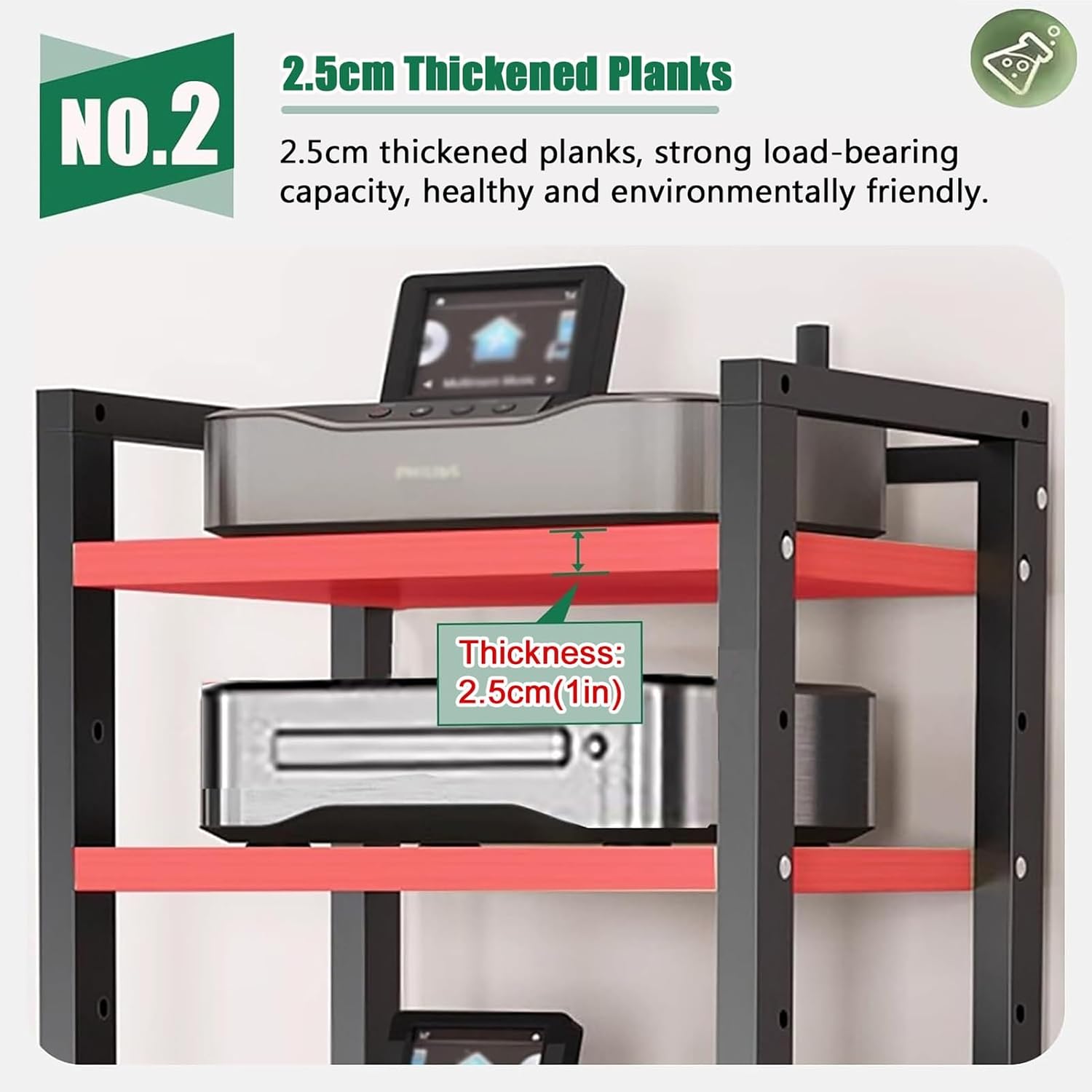 Audio Equipment Rolling Cart 5 6 7 8 Tier Media Storage Shelf for Radio - Stereo - TV Box - Cable Box - WiFi Router - Stereo Cabinet Wood, Multi-Function Open Storage Rack,Black(7 tier -50X40X161CM)